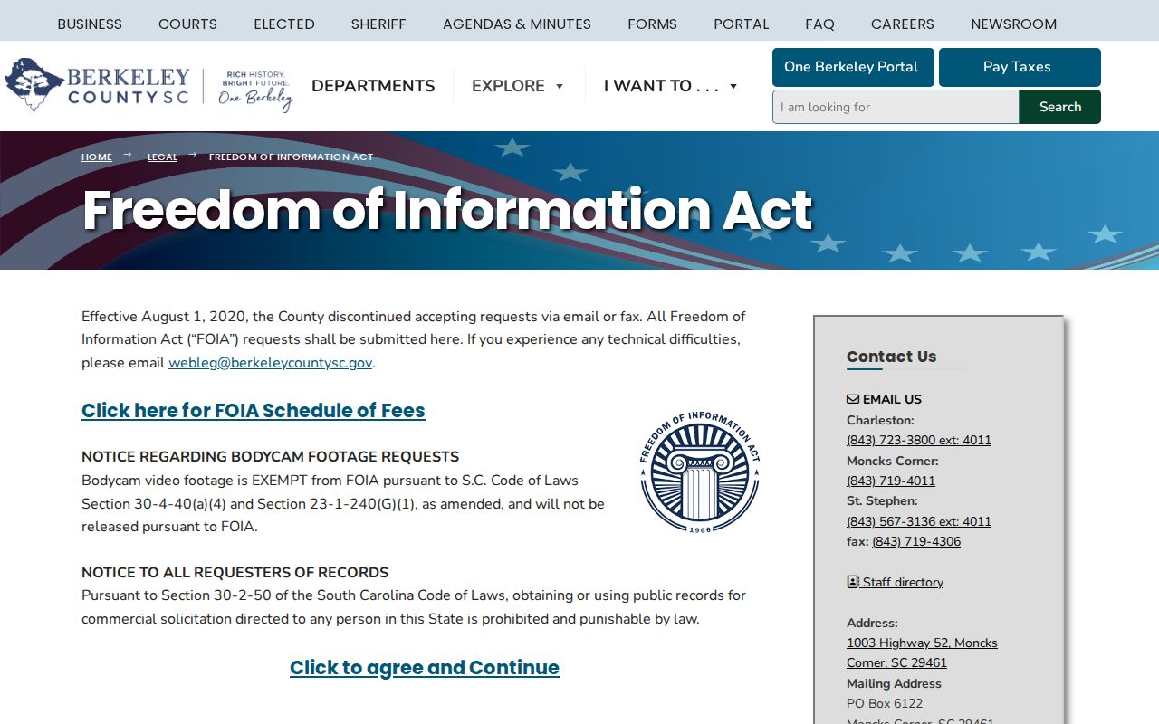 Berkeley County residents directory FOIA portal