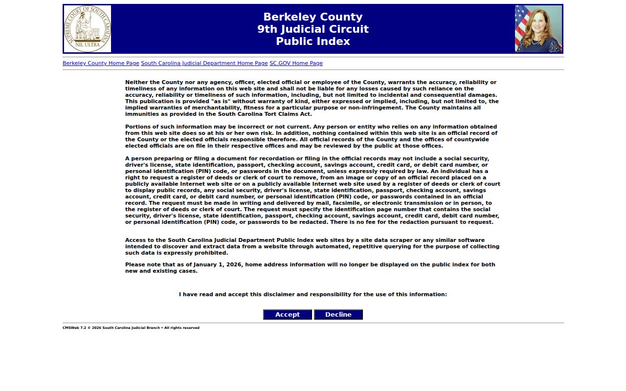 Berkeley County residents directory trial court public index